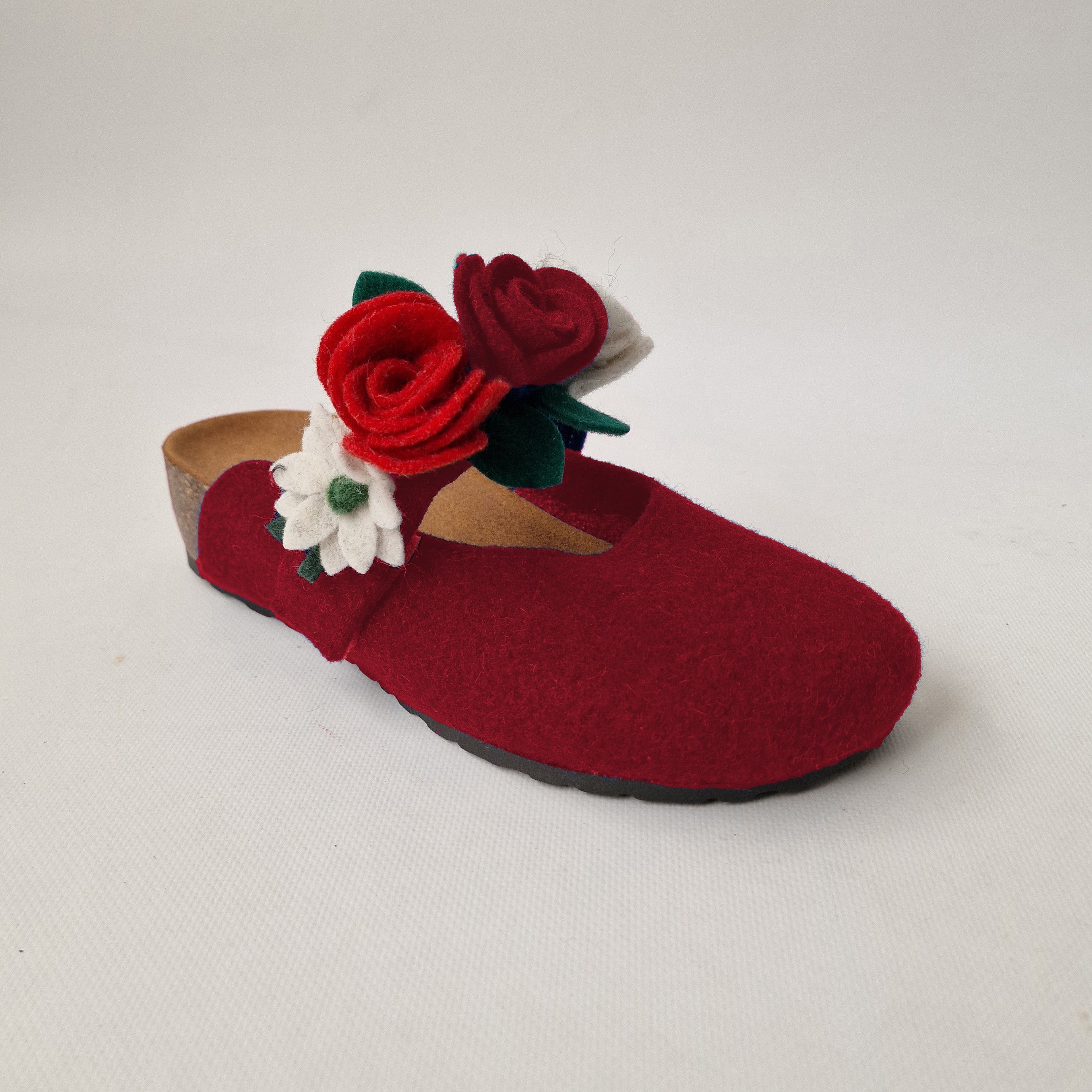 Pantofola DONNA in lana. Colore VARI con fiori | 4011