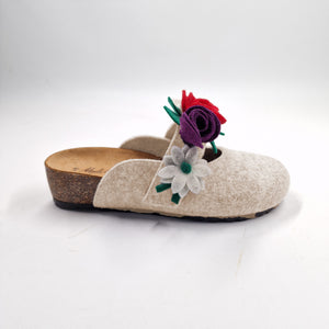 Pantofola DONNA in lana. Colore VARI con fiori | 4011