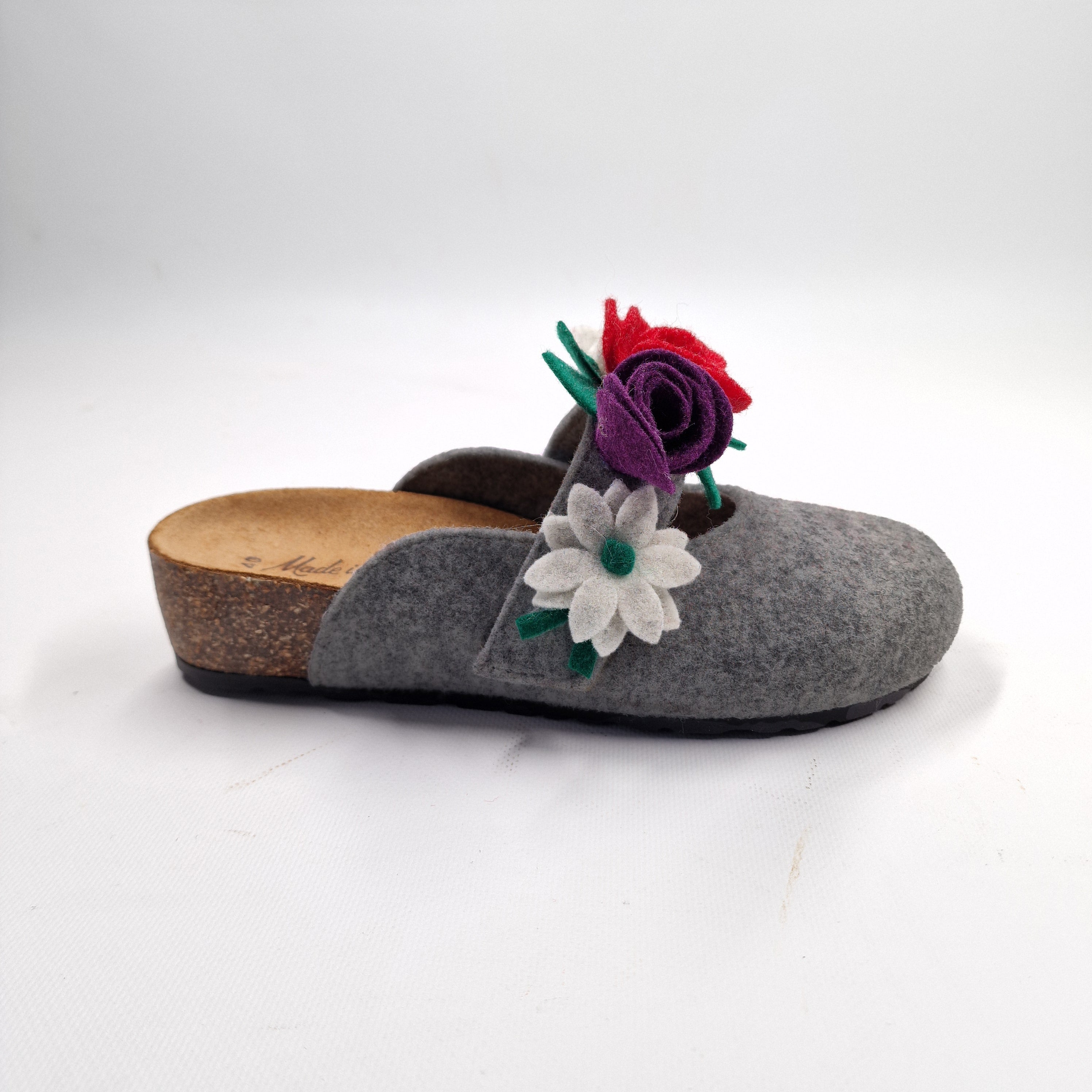Pantofola DONNA in lana. Colore VARI con fiori | 4011