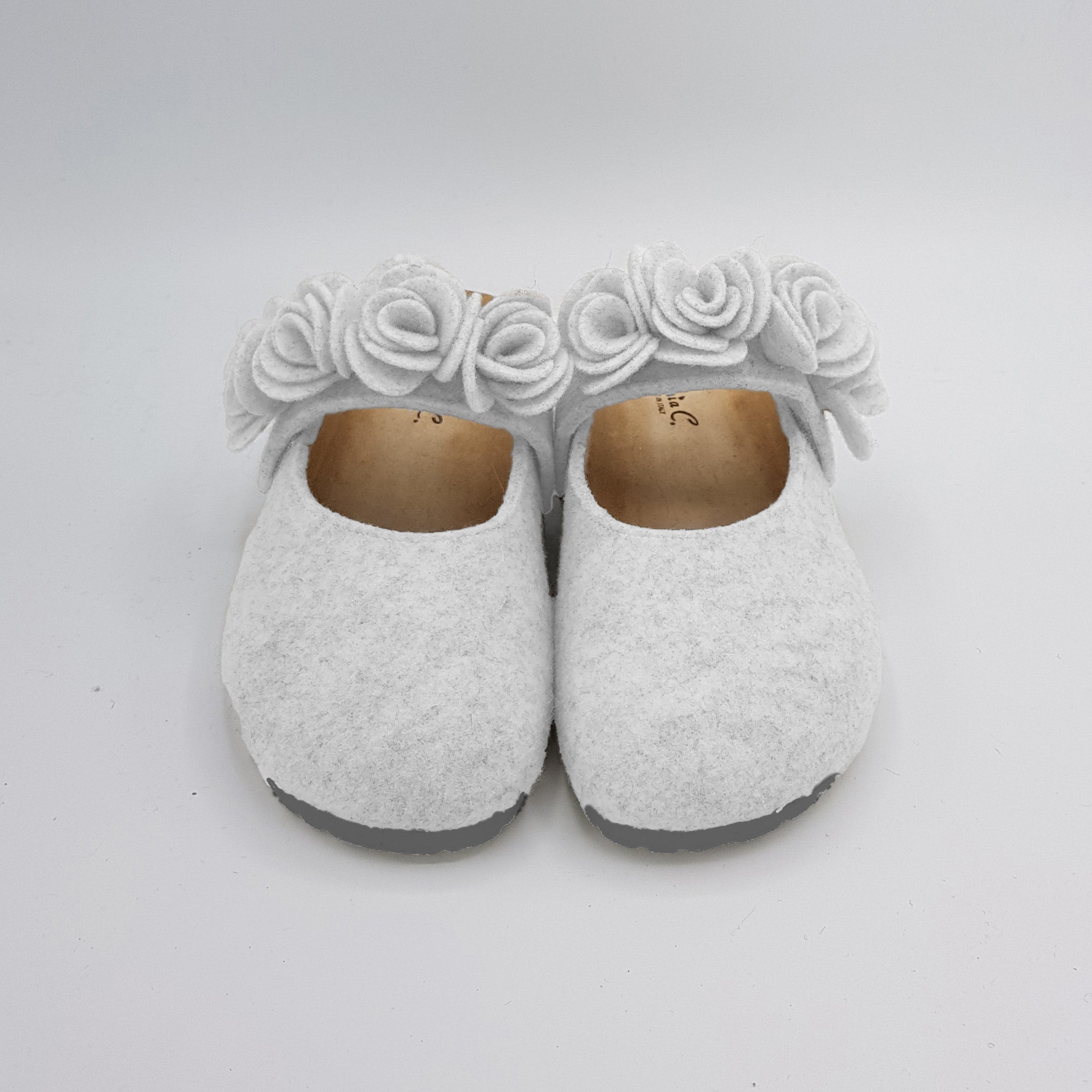 Pantofola DONNA in lana CON FIORI tinta unita  | Art.109IMB