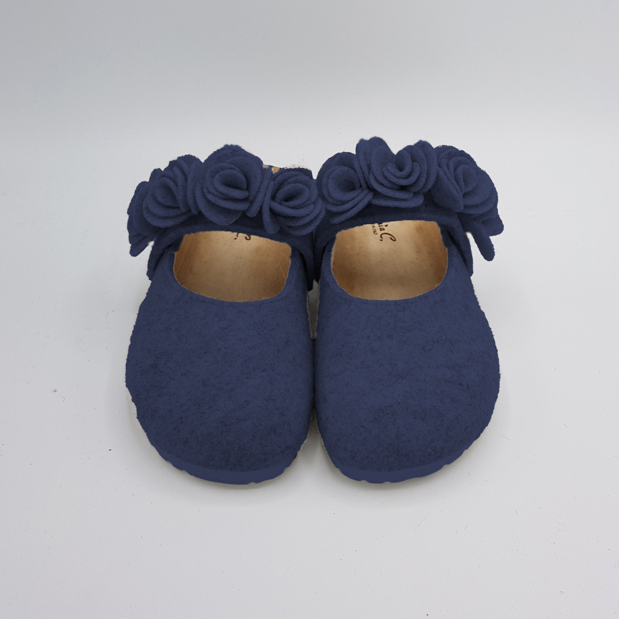 Pantofola DONNA in lana CON FIORI tinta unita  | Art.109IMB