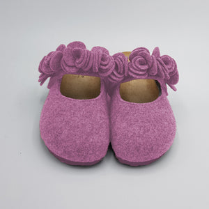 Pantofola DONNA in lana CON FIORI tinta unita  | Art.109IMB