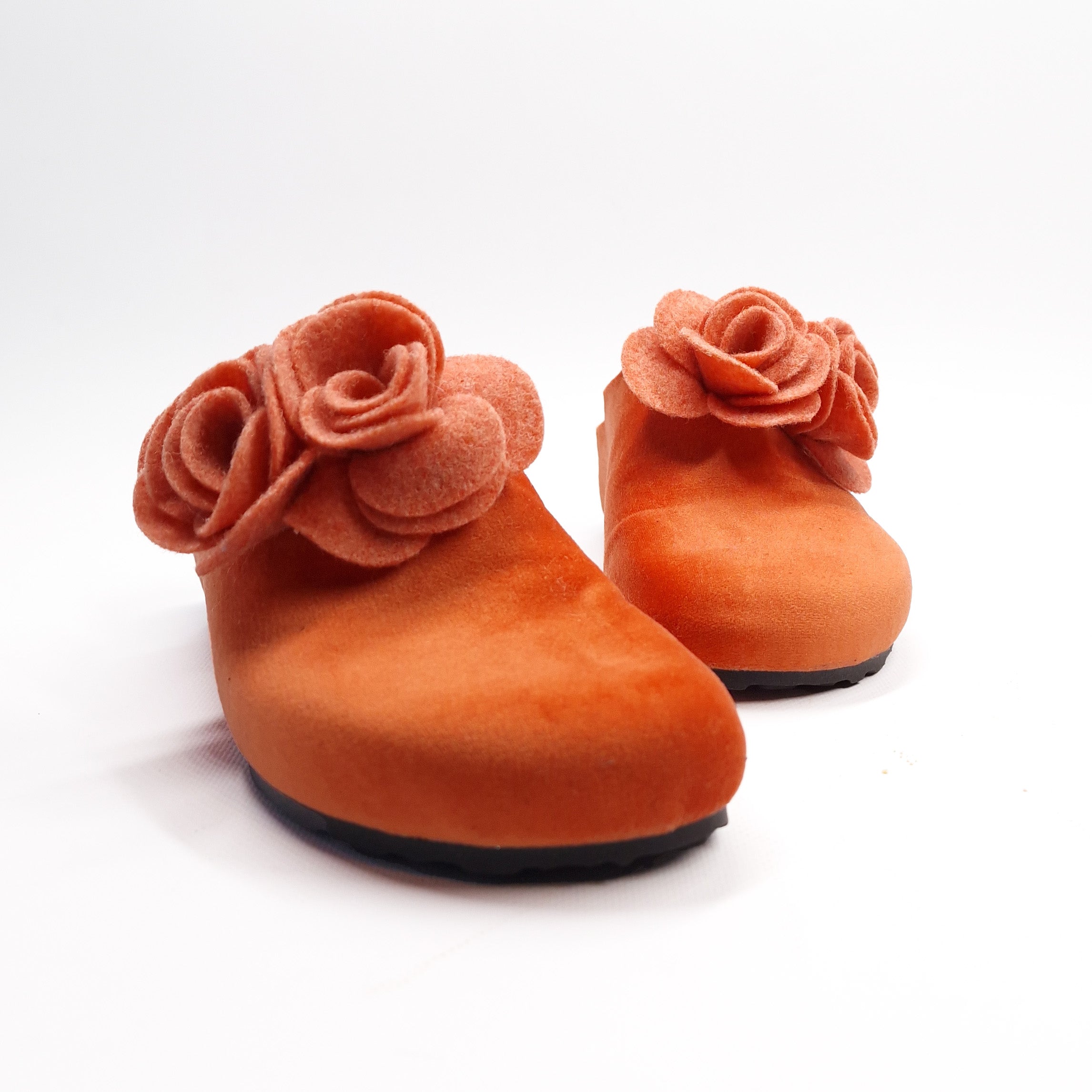 Pantofola DONNA in velluto-lana. Colore VARI con fiori | VELA