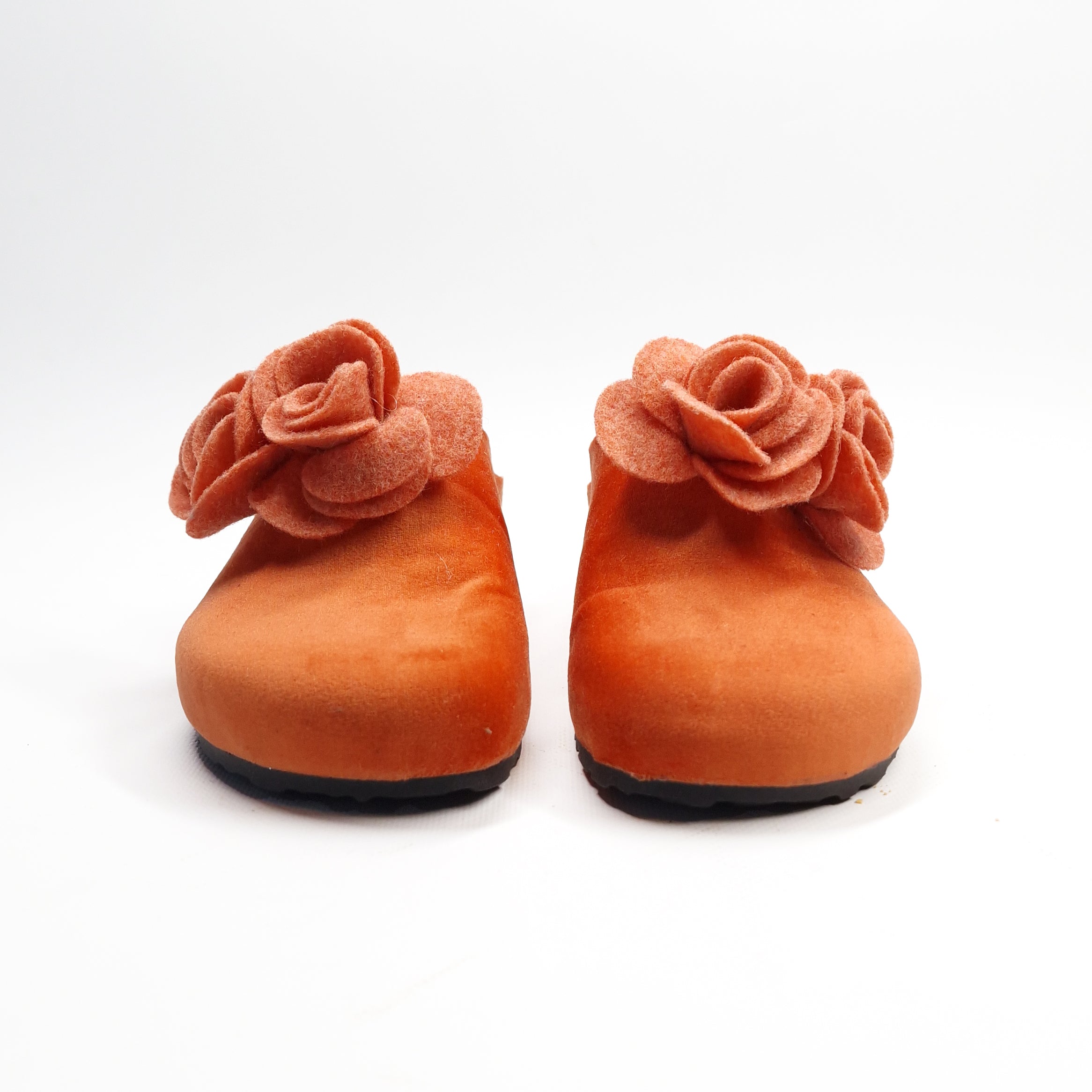 Pantofola DONNA in velluto-lana. Colore VARI con fiori | VELA