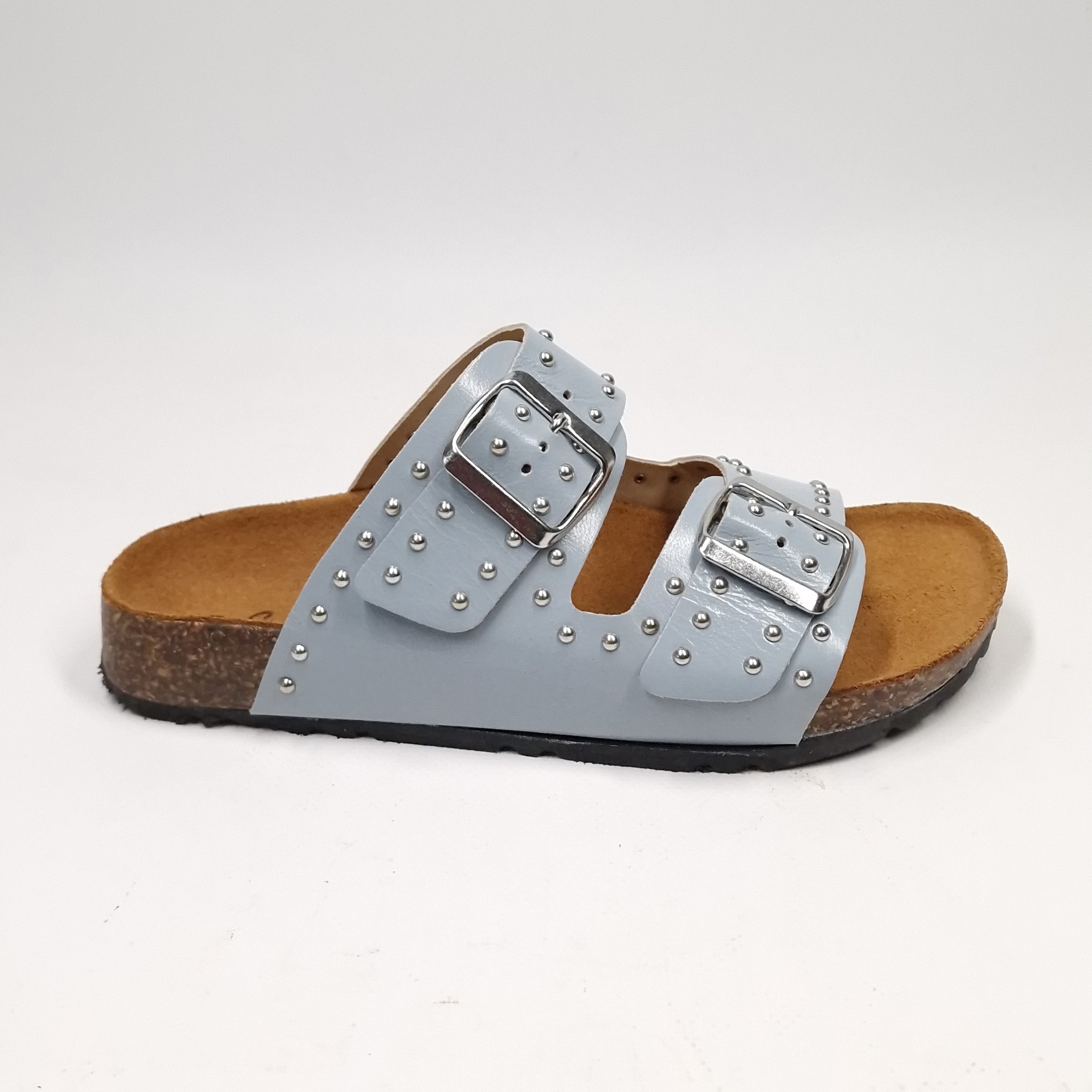 Ciabatta DONNA in pelle doppia fibbia borchie | Art. SVEVA
