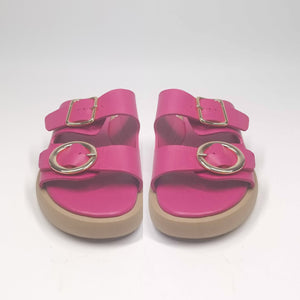 Ciabatta DONNA in VERA pelle doppia fibbia FUXIA | Art. IRENE
