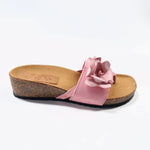 Carica l&#39;immagine nel visualizzatore di Gallery, CIABATTA DONNA IN VERA PELLE ROSA INFRADITO CON FIORI 
