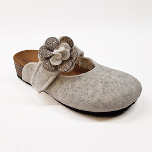 Pantofola DONNA in lana. Fiore glitterato. Tinta unita | Art. Molly