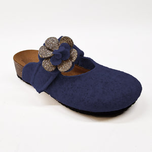Pantofola DONNA in lana. Fiore glitterato. Tinta unita | Art. Molly