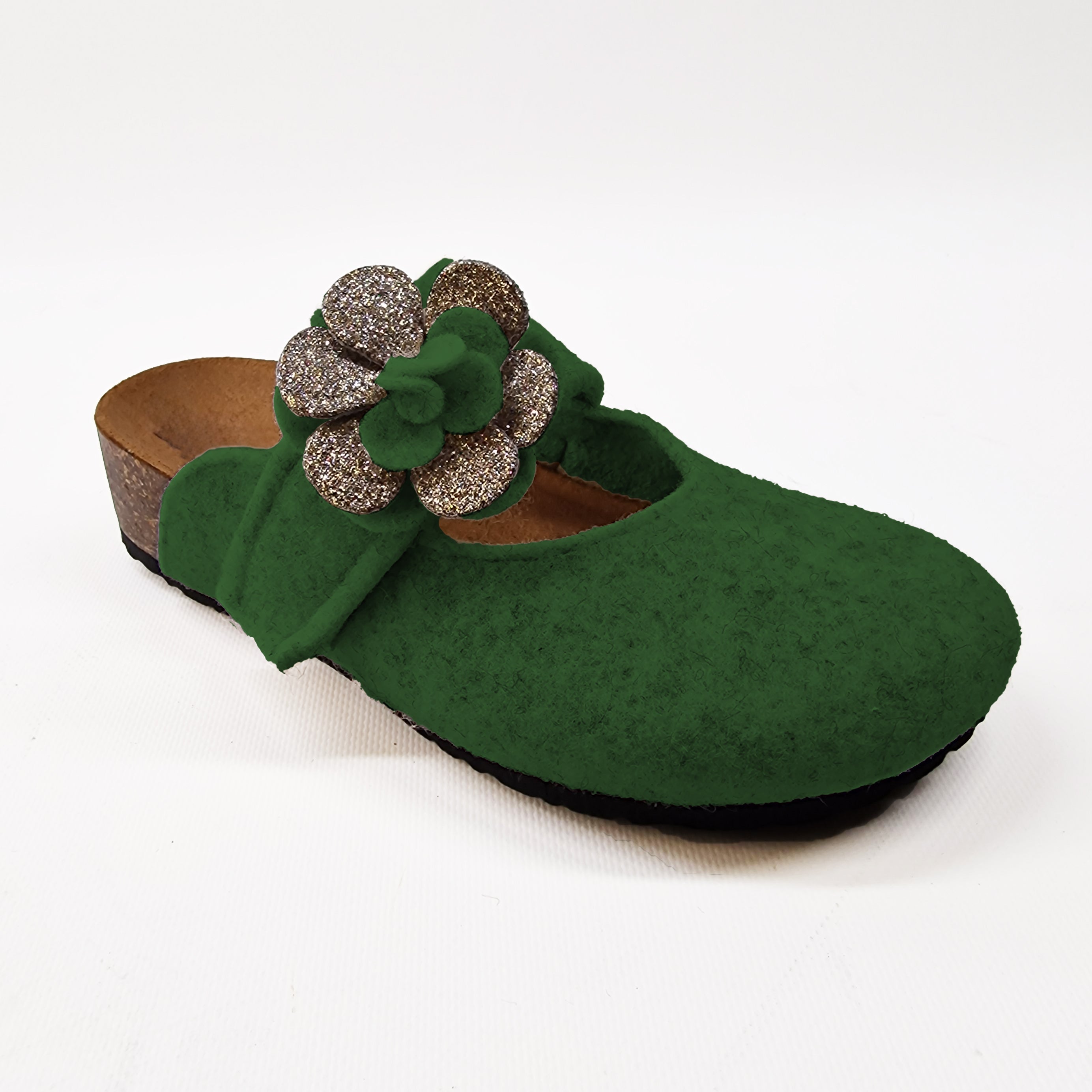 Pantofola DONNA in lana. Fiore glitterato. Tinta unita | Art. Molly