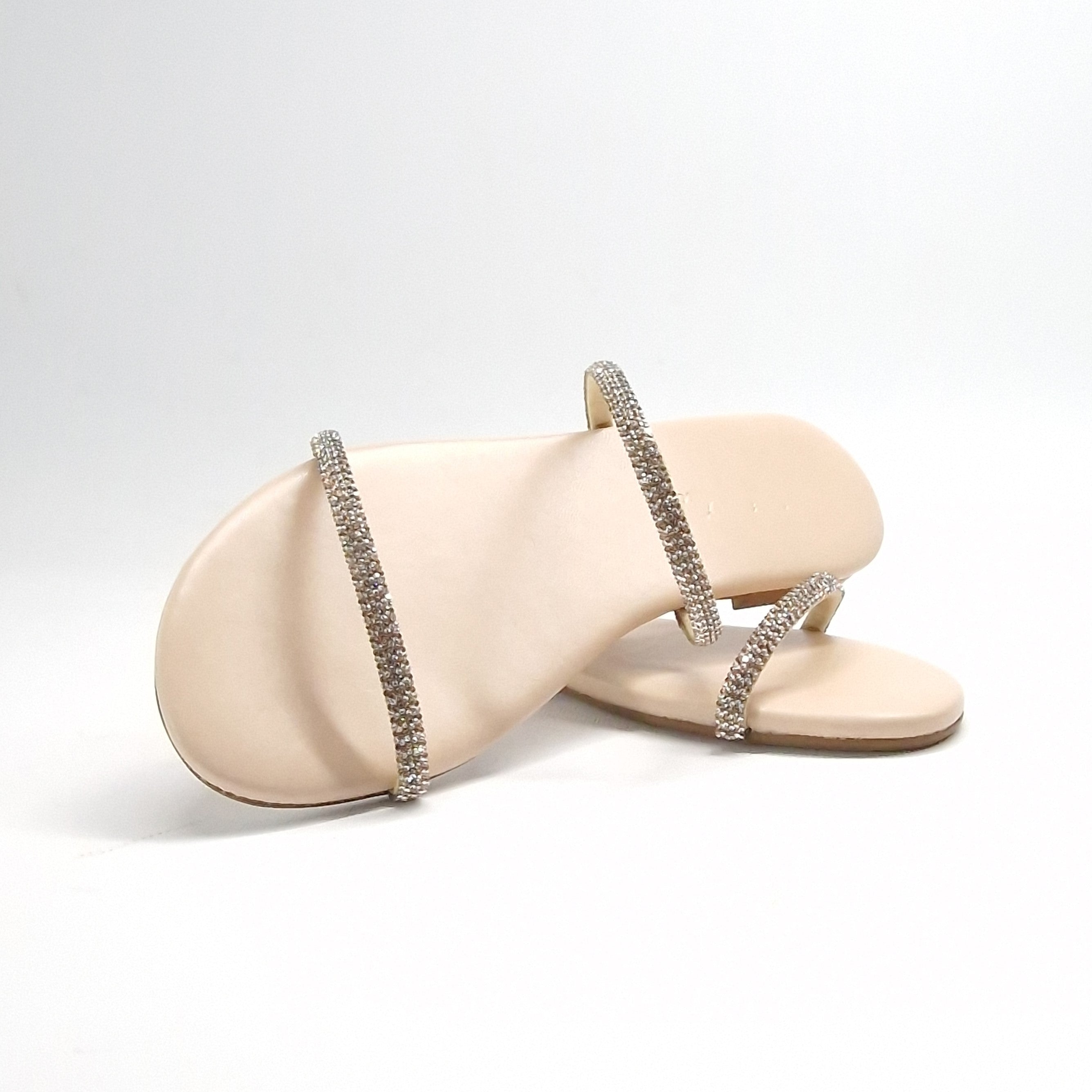 Sandalo DONNA piatto cristalli colore platino | Art. DAFNE