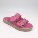 Load image into Gallery viewer, Ciabatta DONNA in VERA pelle doppia fibbia FUXIA | Art. IRENE
