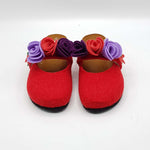 Carica l&#39;immagine nel visualizzatore di Gallery, Pantofola DONNA in LANA con FIORI COLORATI chiusura velcro | Art. BEA
