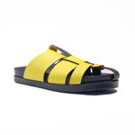 Carica l&#39;immagine nel visualizzatore di Gallery, Ciabatta DONNA in pelle con fascia intrecciata | Art. 2025-02 GIALLO NERO
