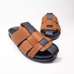 Carica l&#39;immagine nel visualizzatore di Gallery, Ciabatta DONNA in pelle con fascia intrecciata | Art. 2025-02 OCRA NERO
